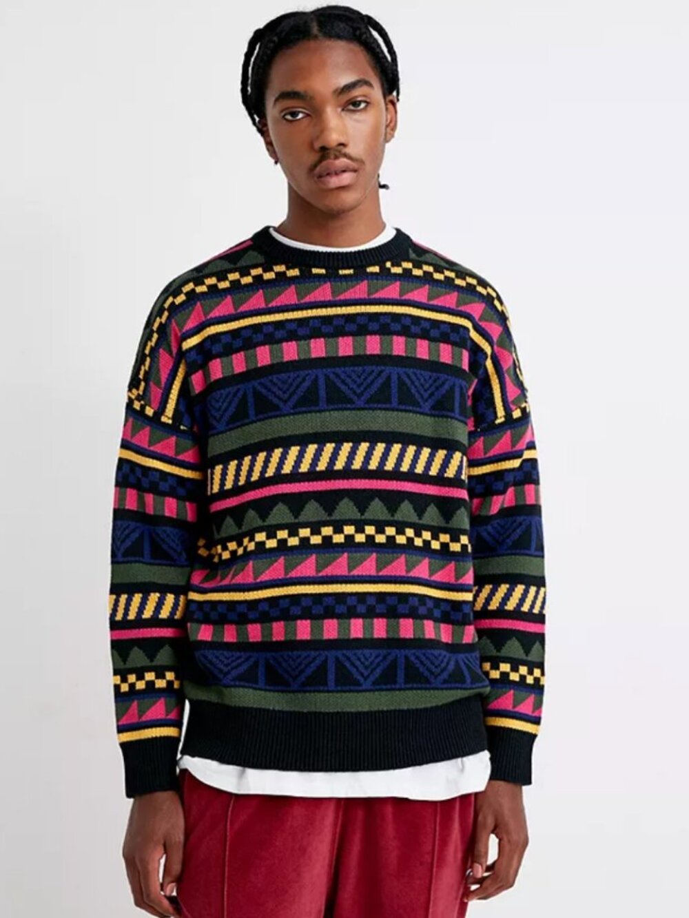 Lazy Oaf 8 Bit Stripe Vintage Retro Style Jumper Sweater Multi Color Men's Small